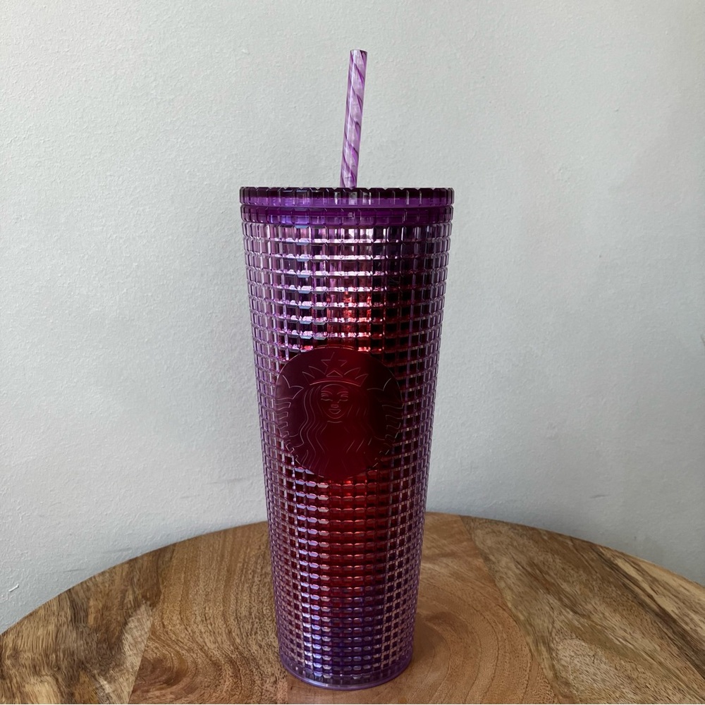 Starbucks | 2021 Summer Purple and Red Grid Kaleidoscope 24 oz Venti Tumbler